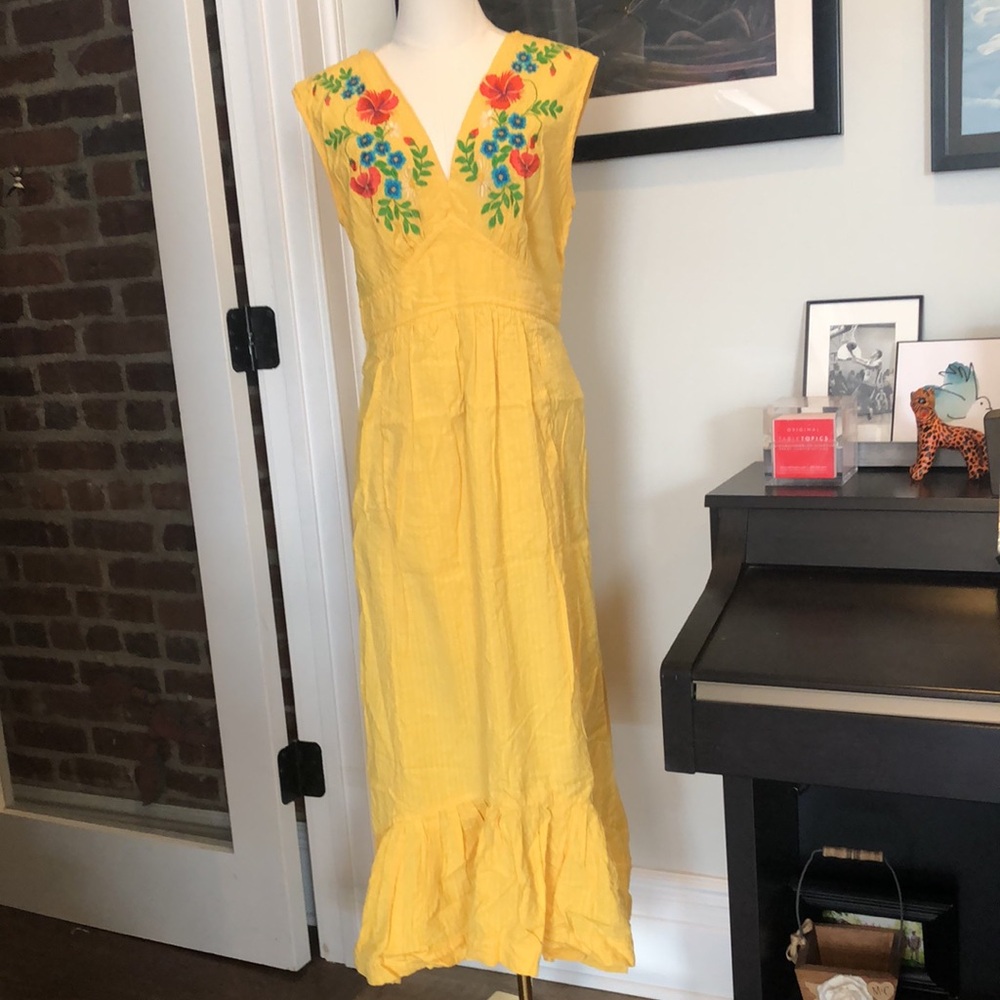 Stunning Tracy Reese Yellow Floral Embroidered Dress EUC